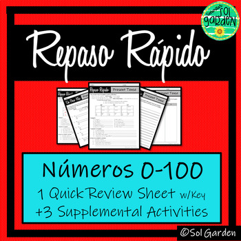 Preview of Los Numeros Spanish Numbers 1-100 Quick Review - Repaso Rápido