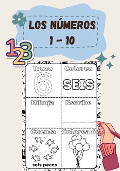 Preview of Spanish Numeros 1 - 10 / Worksheets