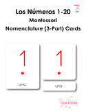 Los Números 1-20 - Numbers 1-20 Nomenclature (3-Part) Card