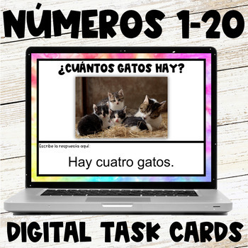 Preview of Los Numeros 1-20 | Numbers in Spanish 1 Digital Task Cards Google Slides