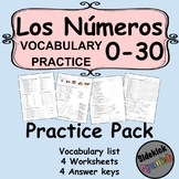 Los Números 1-30 Number Vocabulary Worksheets in Spanish