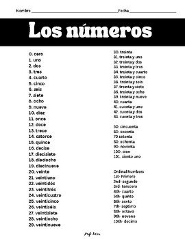 Los Numeros by La Profe Torres | TPT