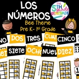 Los Numeros Math Anchor Charts #1-10 in Spanish Bee Theme