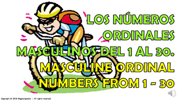 Preview of Los Números Ordinales Masculinos del 1 al 30. / PPT. con audio.