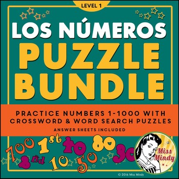 Preview of Los Numeros Spanish Numbers PUZZLE BUNDLE (1-1000) Crossword & Word Search