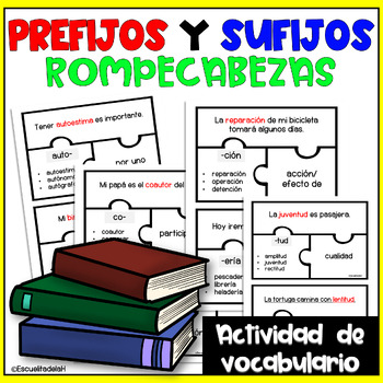 Preview of Los Prefijos y Sufijos | Spanish Prefixes and Suffixes Vocabulary Puzzle Pieces
