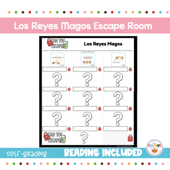 Preview of Los Reyes Magos -Escape Room activity (excel and self-grading)