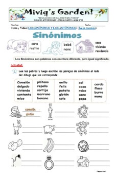 Preview of Los Sinónimos - Synonyms in Spanish