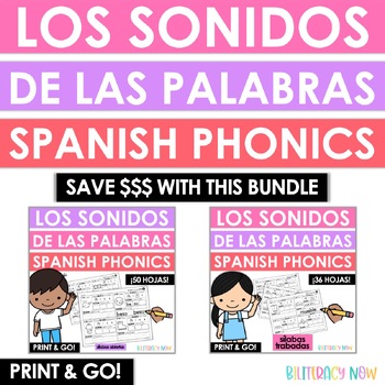 Preview of Los Sonidos de las Palabras BUNDLE - Interactive Spanish Phonics Worksheets