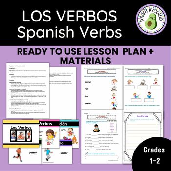Preview of Los Verbos Bundle - Spanish Verbs Lesson Plan and Materials - Grades 1-2