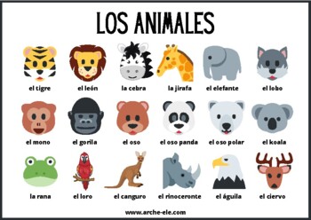 Preview of Los animales en español