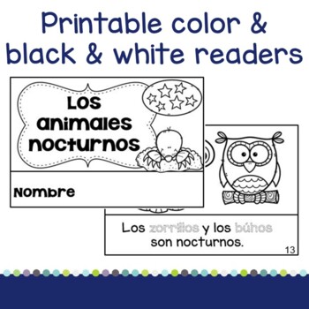 Los Animales Nocturnos Spanish Nocturnal Animals Reader Espanol