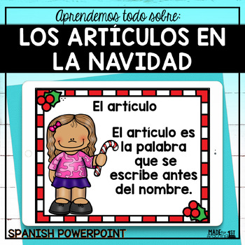 Preview of Los artículos en Navidad Spanish PowerPoint/Distance Learning