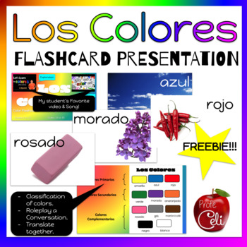 Preview of Los colores, colors in Spanish - Flashcard Presentation