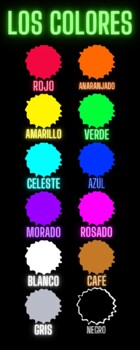 Preview of Los colores infografía neón (Spanish Colors Neon Infographic Poster)