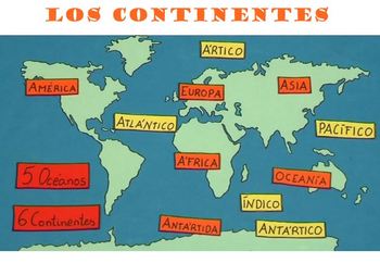 Preview of Los continentes - learning the continents and oceans in Spanish