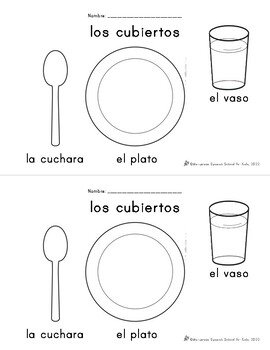 Preview of Los cubiertos | Silverware Worksheets in Spanish (Toddler - Elementary)