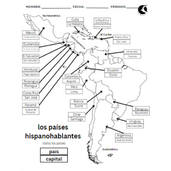 Los mapas y pruebas de países y capitales hispanohablantes by El Rincón ...