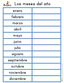 Preview of Los meses/Months of the Year in Spanish (Montessori Matching) (PK-Elementary)