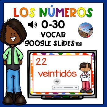 Preview of Los números 0-30 – Spanish Numbers Vocabulary Google Slides™