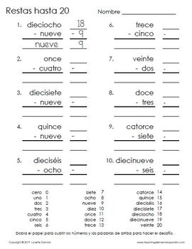 Los números 11 - 20 -- Worksheets to practice numbers in Spanish!