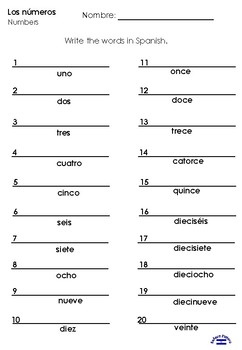 Los numeros 3rd grade by Senora Platero | Teachers Pay Teachers