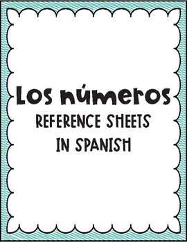 Preview of Los números Reference Sheets in Spanish