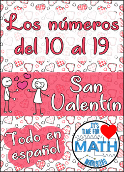Preview of Los números del 10 al 19 - Valentine's day