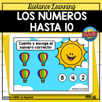 Preview of Números hasta 10 - Spanish Boom Cards/Distance Learning