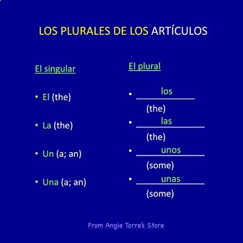 Spanish Plural and Singular Nouns and Adjectives PowerPoint and Activities