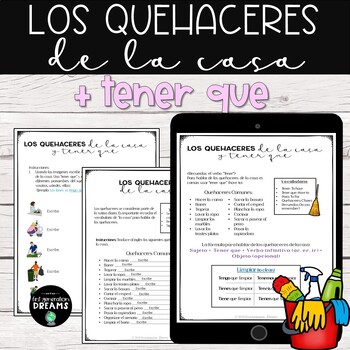 Preview of Los quehaceres de la casa con y sin "tener que" - Spanish House Chores