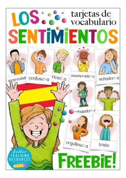 Preview of Los sentimientos / emociones  - tarjetas de vocabulario Spanish / Español FREE