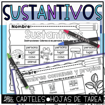 Preview of Los sustantivos - Carteles, centros, hojas de tarea y más - Nouns in Spanish