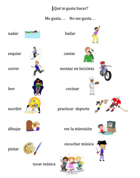 Preview of Los verbos/Las Actividades Que te gusta hacer