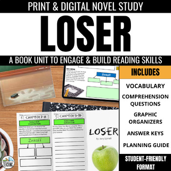 Preview of Loser by Jerry Spinelli Novel Study: Book Unit w/ Comprehension & Vocabulary