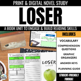 Loser by Jerry Spinelli Novel Study: Book Unit w/ Comprehe