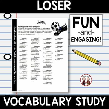 Preview of Loser Spelling Vocabulary Word Study Activity
