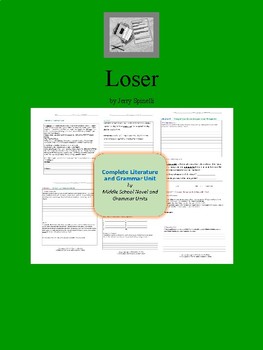 Preview of Loser by Jerry Spinelli Complete Literature and Grammar Unit