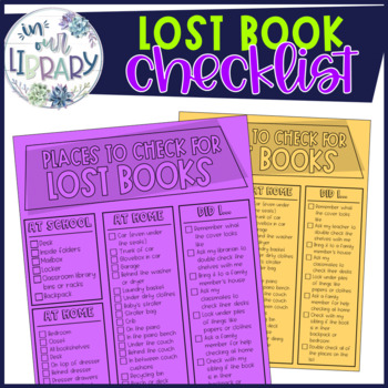 Preview of Lost Book Checklist