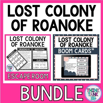Preview of Lost Colony of Roanoke Reading Puzzles and Boom Cards™ BUNDLE