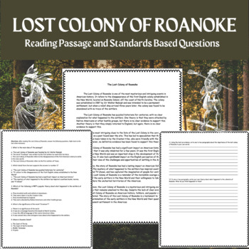 Preview of Lost Colony of Roanoke Reading Passage With Standards Based Questions