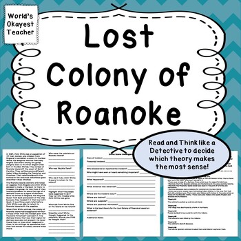 Preview of Lost Colony of Roanoke: Think Like A Detective!