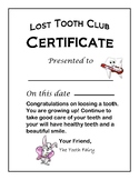 Lost Tooth Certificate