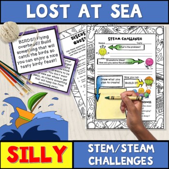 Preview of Lost at Sea STEM and STEAM Activity Task Cards for your Makerspace