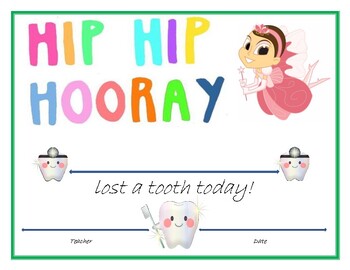 Preview of Lost tooth certificate