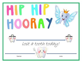 Preview of Lost tooth certificate- gender neutral