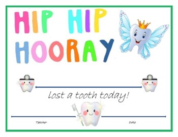 lost tooth certificate