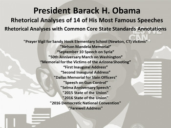 Preview of Lot of 14 Common Core Rhetorical Analyses of Speeches by President Barack Obama