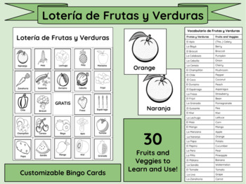 Fruits (BINGO+FLASH CARDS+ 7 ACTIVITIES). Las frutas en inglés. by Clip  Meraki