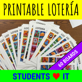 Preview of Loteria Spanish Game - Mexican Bingo - 60 cards plus randomized call sheet